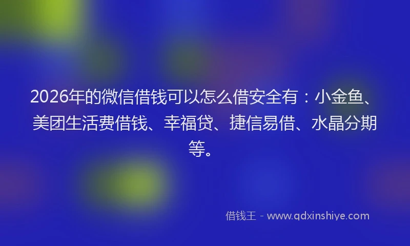 2026年的微信借钱可以怎么借安全有：小金鱼、美团生活费借钱、幸福贷、捷信易借、水晶分期等。