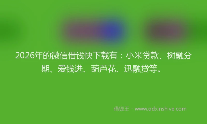2026年的微信借钱快下载有：小米贷款、树融分期、爱钱进、葫芦花、迅融贷等。