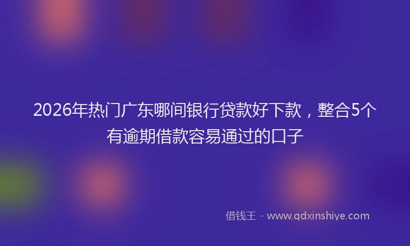 2026年热门广东哪间银行贷款好下款，整合5个有逾期借款容易通过的口子