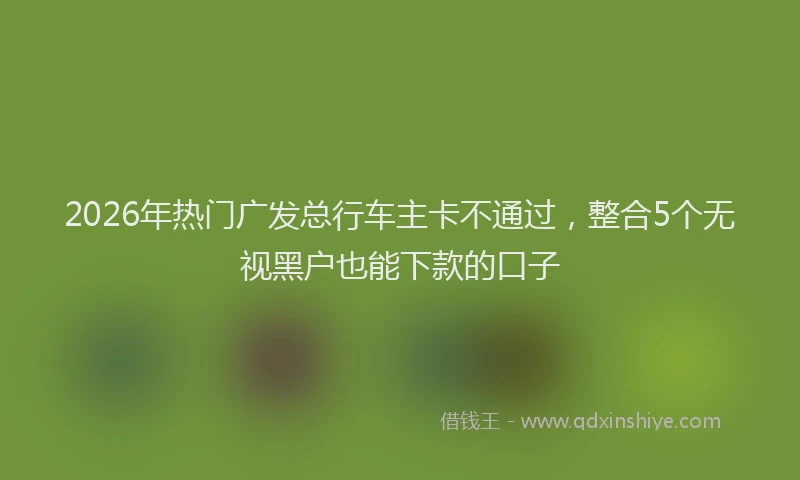 2026年热门广发总行车主卡不通过，整合5个无视黑户也能下款的口子