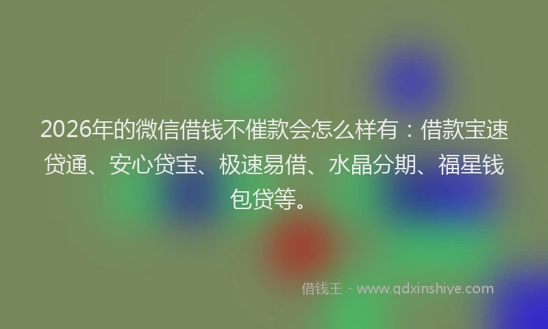 2026年的微信借钱不催款会怎么样有：借款宝速贷通、安心贷宝、极速易借、水晶分期、福星钱包贷等。