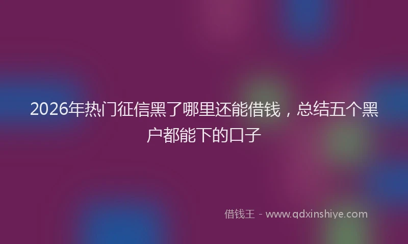 2026年热门征信黑了哪里还能借钱，总结五个黑户都能下的口子