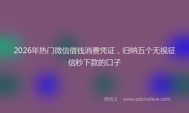 2026年热门微信借钱消费凭证，归纳五个无视征信秒下款的口子