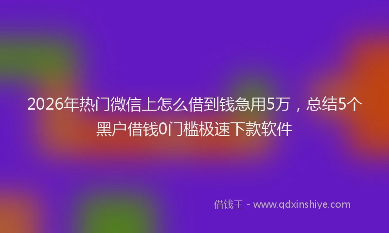 2026年热门微信上怎么借到钱急用5万，总结5个黑户借钱0门槛极速下款软件
