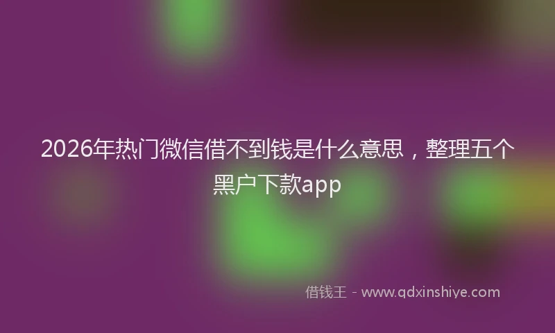 2026年热门微信借不到钱是什么意思，整理五个黑户下款app