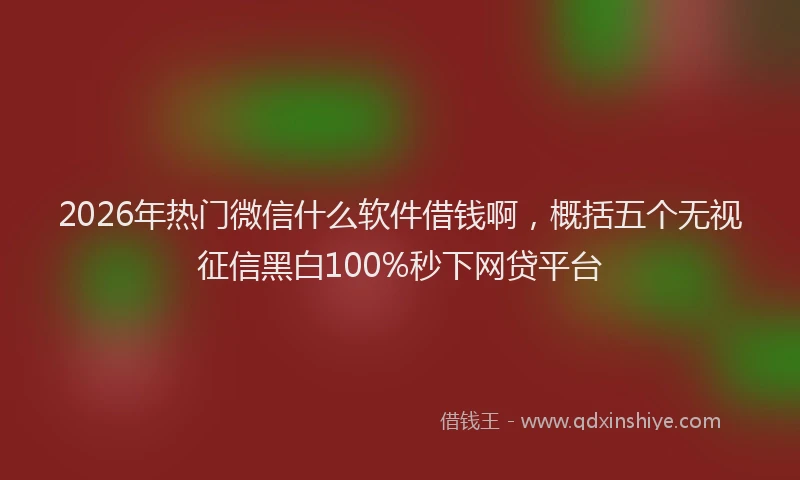 2026年热门微信什么软件借钱啊，概括五个无视征信黑白100%秒下网贷平台
