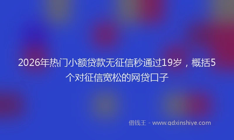 2026年热门小额贷款无征信秒通过19岁，概括5个对征信宽松的网贷口子