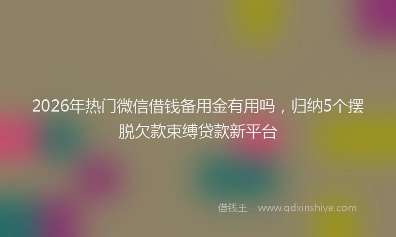 2026年热门微信借钱备用金有用吗，归纳5个摆脱欠款束缚贷款新平台