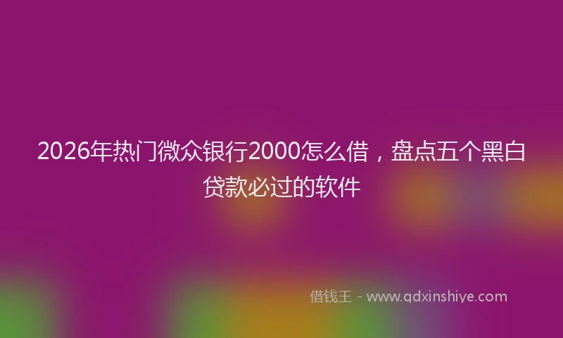 2026年热门微众银行2000怎么借，盘点五个黑白贷款必过的软件