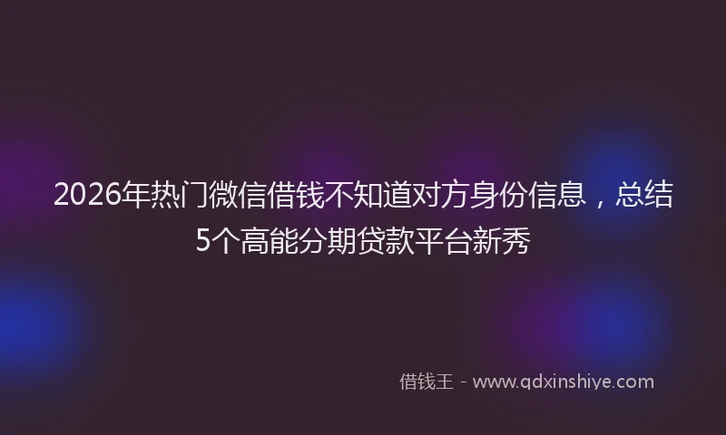 2026年热门微信借钱不知道对方身份信息，总结5个高能分期贷款平台新秀