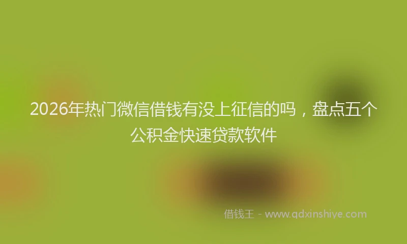 2026年热门微信借钱有没上征信的吗，盘点五个公积金快速贷款软件