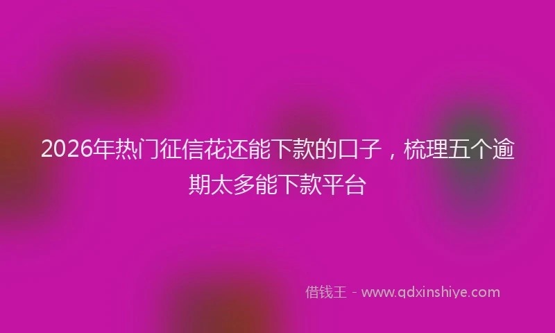 2026年热门征信花还能下款的口子，梳理五个逾期太多能下款平台