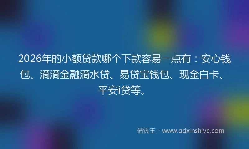 2026年的小额贷款哪个下款容易一点有:安心钱包、滴滴金融滴水贷、易贷宝钱包、现金白卡、平安i贷等。