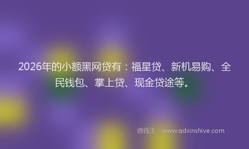 2026年的小额黑网贷有：福星贷、新机易购、全民钱包、掌上贷、现金贷途等。