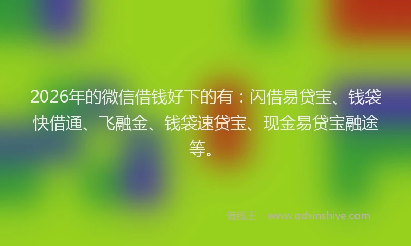 2026年的微信借钱好下的有:闪借易贷宝、钱袋快借通、飞融金、钱袋速贷宝、现金易贷宝融途等。