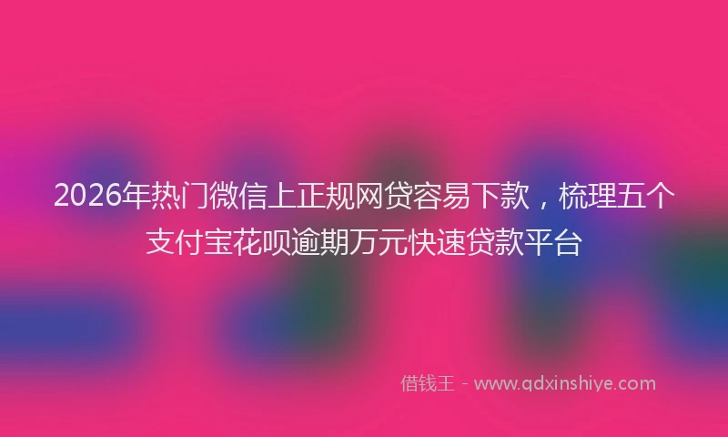 2026年热门微信上正规网贷容易下款，梳理五个支付宝花呗逾期万元快速贷款平台