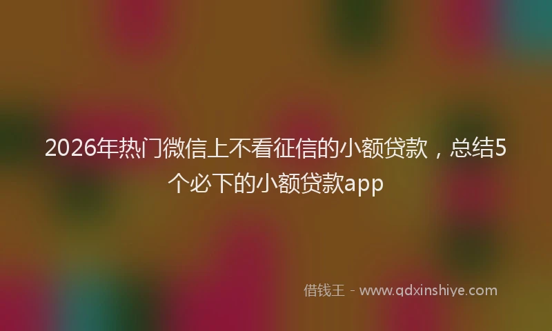 2026年热门微信上不看征信的小额贷款，总结5个必下的小额贷款app