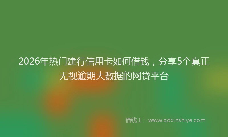 2026年热门建行信用卡如何借钱，分享5个真正无视逾期大数据的网贷平台