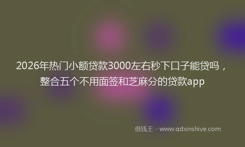 2026年热门小额贷款3000左右秒下口子能贷吗，整合五个不用面签和芝麻分的贷款app
