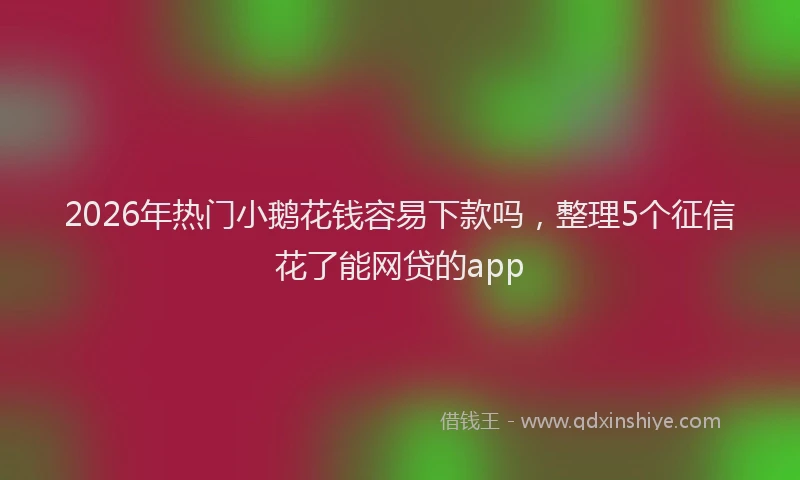 2026年热门小鹅花钱容易下款吗，整理5个征信花了能网贷的app
