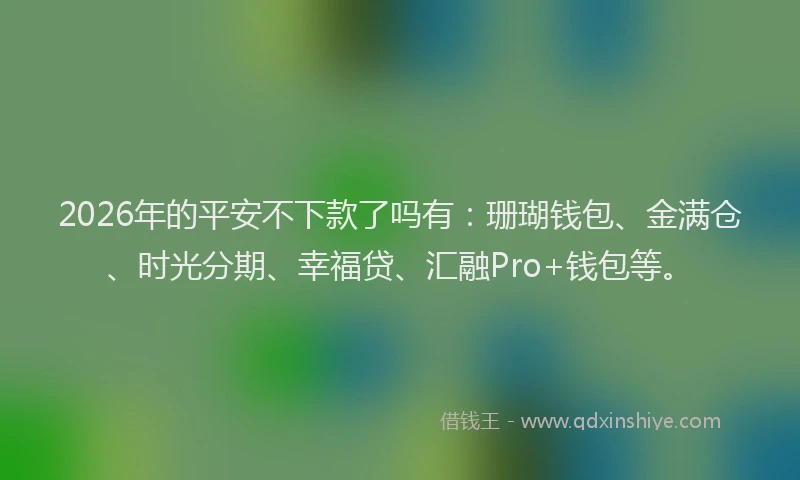 2026年的平安不下款了吗有:珊瑚钱包、金满仓、时光分期、幸福贷、汇融Pro+钱包等。