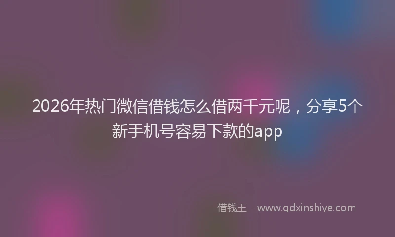 2026年热门微信借钱怎么借两千元呢，分享5个新手机号容易下款的app