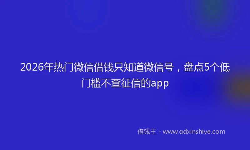 2026年热门微信借钱只知道微信号，盘点5个低门槛不查征信的app