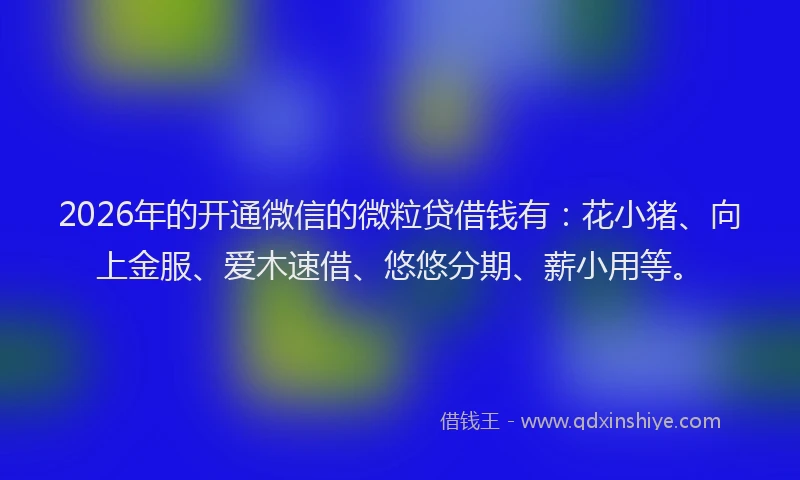2026年的开通微信的微粒贷借钱有：花小猪、向上金服、爱木速借、悠悠分期、薪小用等。
