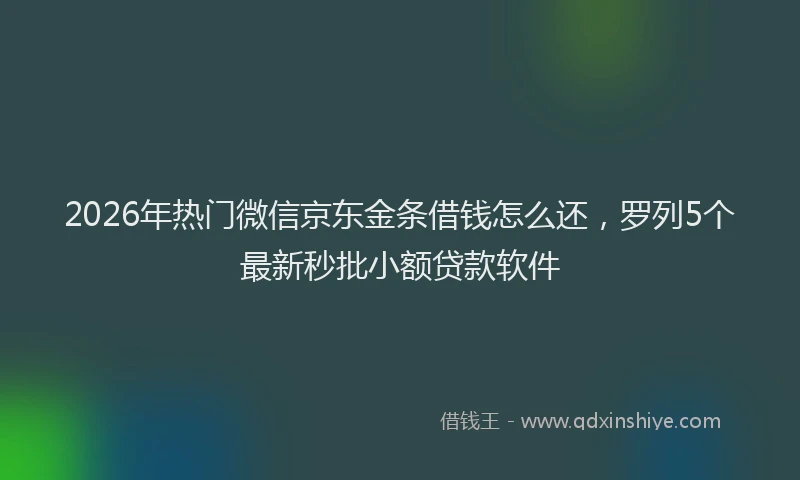 2026年热门微信京东金条借钱怎么还，罗列5个最新秒批小额贷款软件