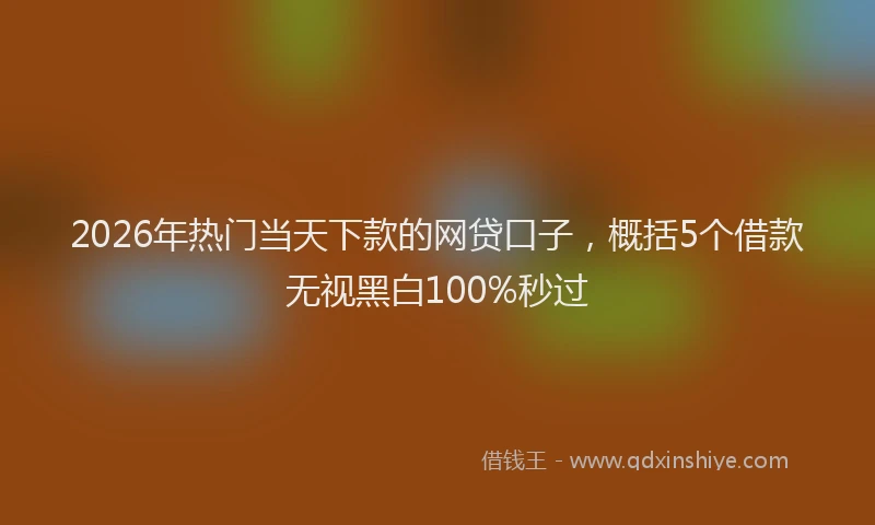 2026年热门当天下款的网贷口子，概括5个借款无视黑白100%秒过