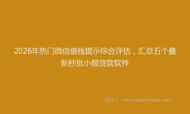 2026年热门微信借钱提示综合评估,汇总五个最新秒批小额贷款软件