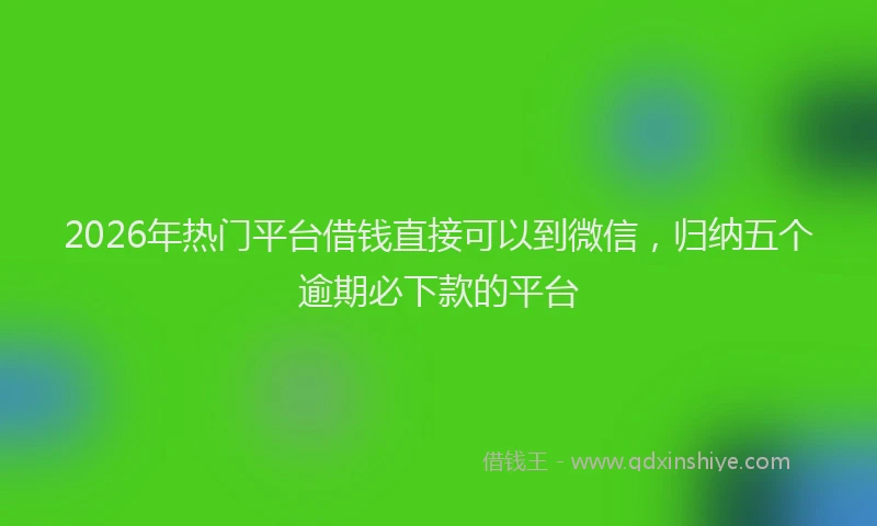 2026年热门平台借钱直接可以到微信，归纳五个逾期必下款的平台