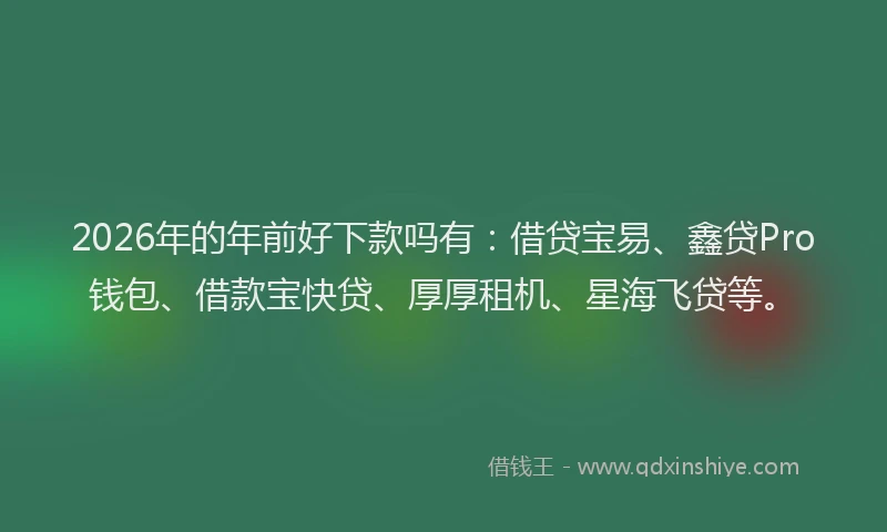 2026年的年前好下款吗有：借贷宝易、鑫贷Pro钱包、借款宝快贷、厚厚租机、星海飞贷等。