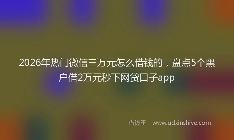 2026年热门微信三万元怎么借钱的，盘点5个黑户借2万元秒下网贷口子app