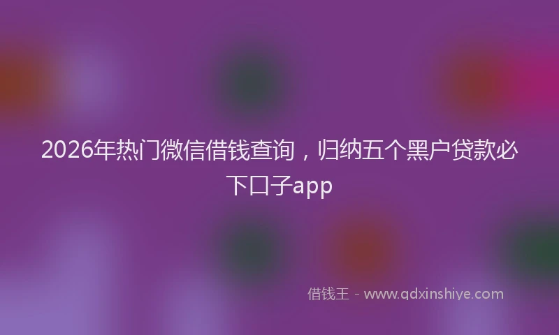 2026年热门微信借钱查询，归纳五个黑户贷款必下口子app