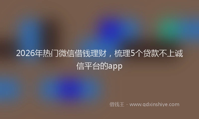 2026年热门微信借钱理财,梳理5个贷款不上诚信平台的app
