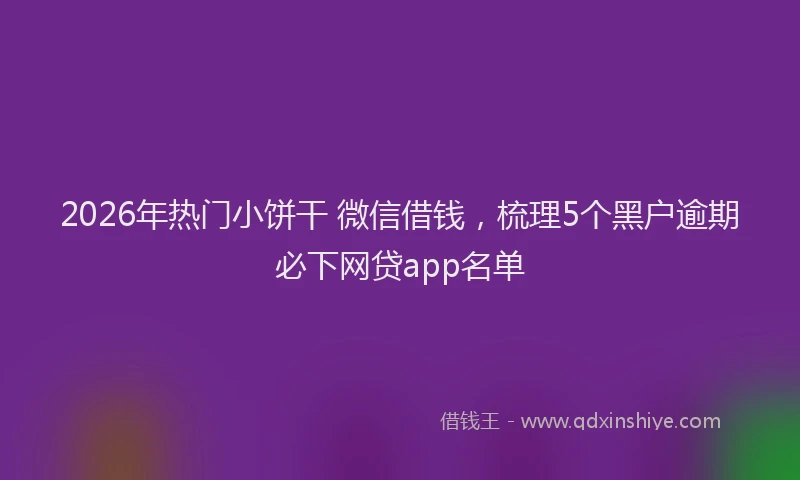 2026年热门小饼干 微信借钱，梳理5个黑户逾期必下网贷app名单