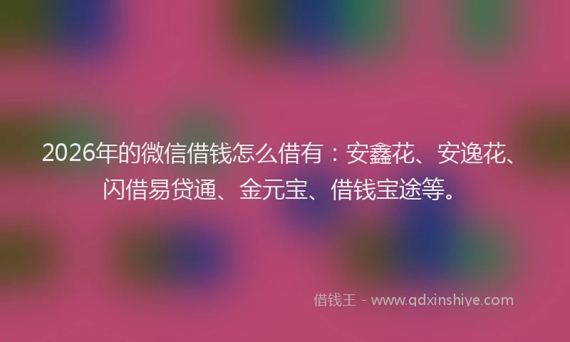 2026年的微信借钱怎么借有：安鑫花、安逸花、闪借易贷通、金元宝、借钱宝途等。