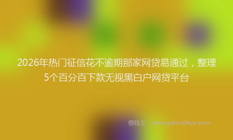 2026年热门征信花不逾期那家网贷易通过，整理5个百分百下款无视黑白户网贷平台