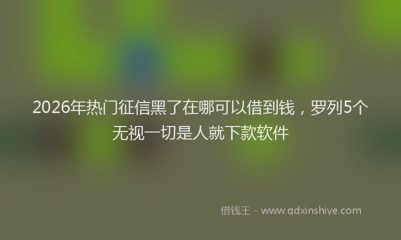 2026年热门征信黑了在哪可以借到钱，罗列5个无视一切是人就下款软件