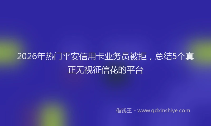 2026年热门平安信用卡业务员被拒，总结5个真正无视征信花的平台