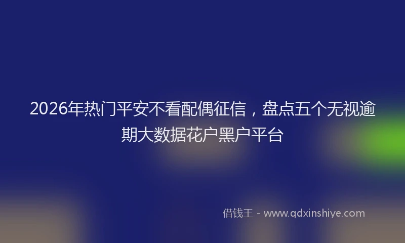 2026年热门平安不看配偶征信，盘点五个无视逾期大数据花户黑户平台