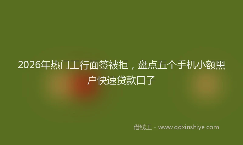2026年热门工行面签被拒,盘点五个手机小额黑户快速贷款口子
