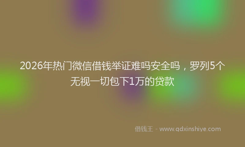 2026年热门微信借钱举证难吗安全吗，罗列5个无视一切包下1万的贷款