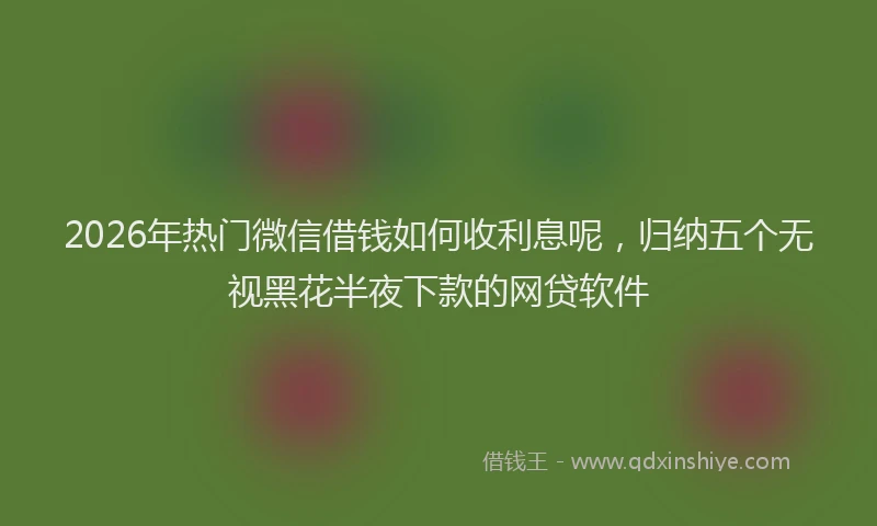 2026年热门微信借钱如何收利息呢，归纳五个无视黑花半夜下款的网贷软件
