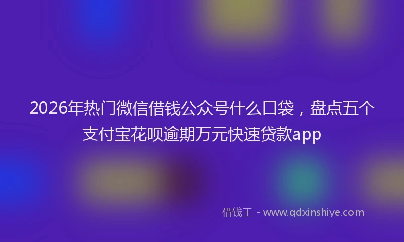 2026年热门微信借钱公众号什么口袋，盘点五个支付宝花呗逾期万元快速贷款app
