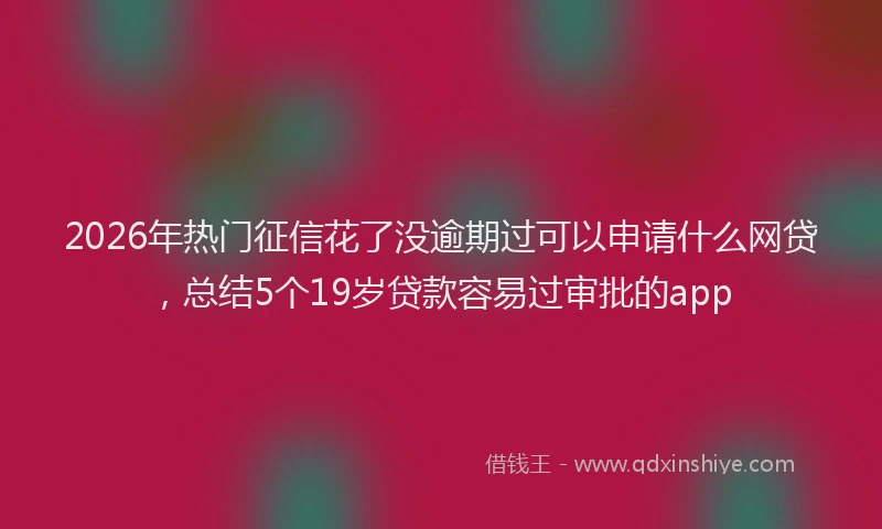 2026年热门征信花了没逾期过可以申请什么网贷，总结5个19岁贷款容易过审批的app