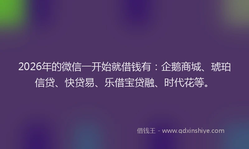 2026年的微信一开始就借钱有：企鹅商城、琥珀信贷、快贷易、乐借宝贷融、时代花等。