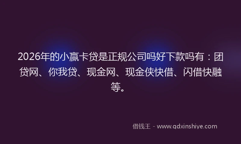 2026年的小赢卡贷是正规公司吗好下款吗有：团贷网、你我贷、现金网、现金侠快借、闪借快融等。