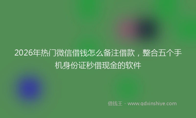 2026年热门微信借钱怎么备注借款，整合五个手机身份证秒借现金的软件
